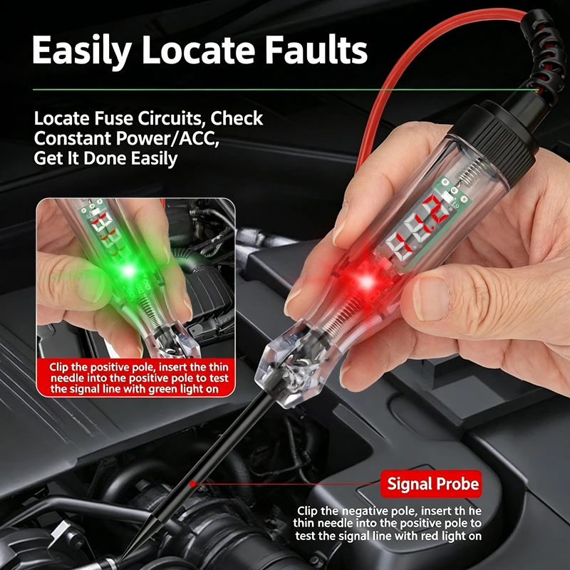 Sonda Diagnostica per Auto 3V 120V, Penna Tester Multifunzione per Circuiti Automobilistici con Copertura Protettiva per Riparazioni Professionali - Image 2