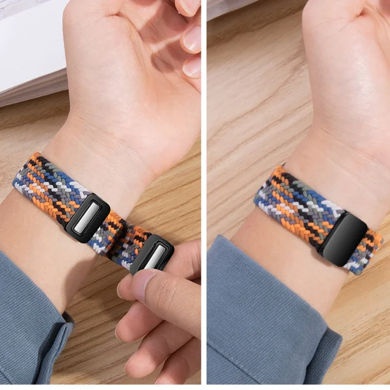 Braided Nylon Loop Strap with Magnetic Buckle - Breathable and Adjustable Wristband Bracelet