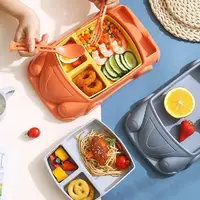 Creative Car Shaped Dinner Plate Detachable Cartoon Kid's Lunch Plate Drop Resistant Compartment Feeding Food Tray