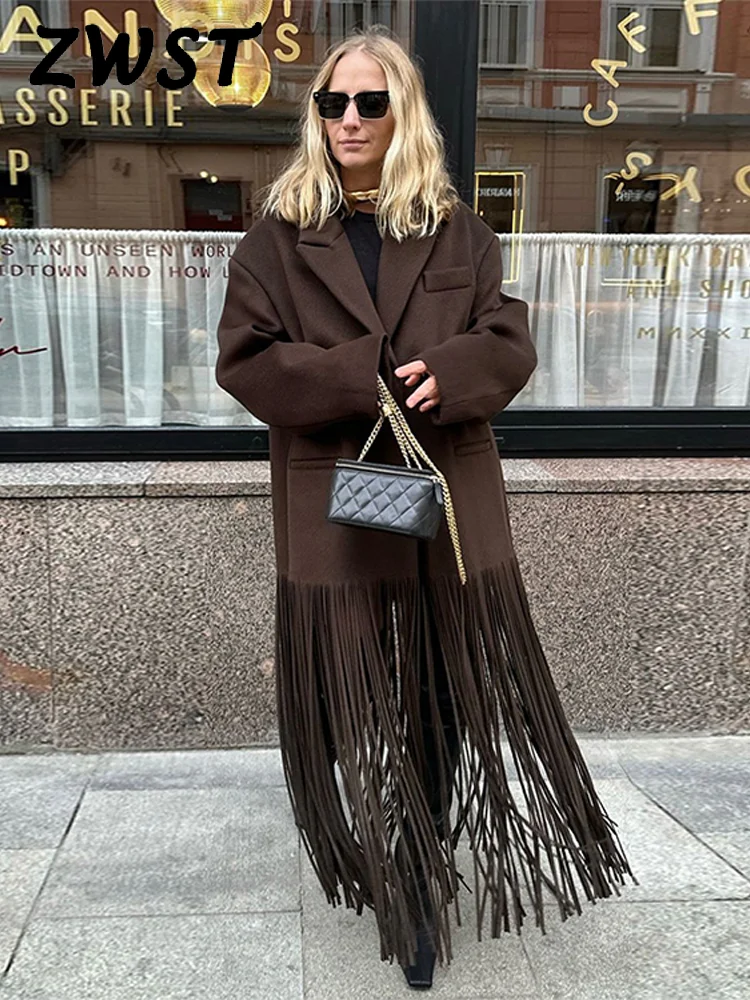Anne Tassel Lapel Fleece Overcoat