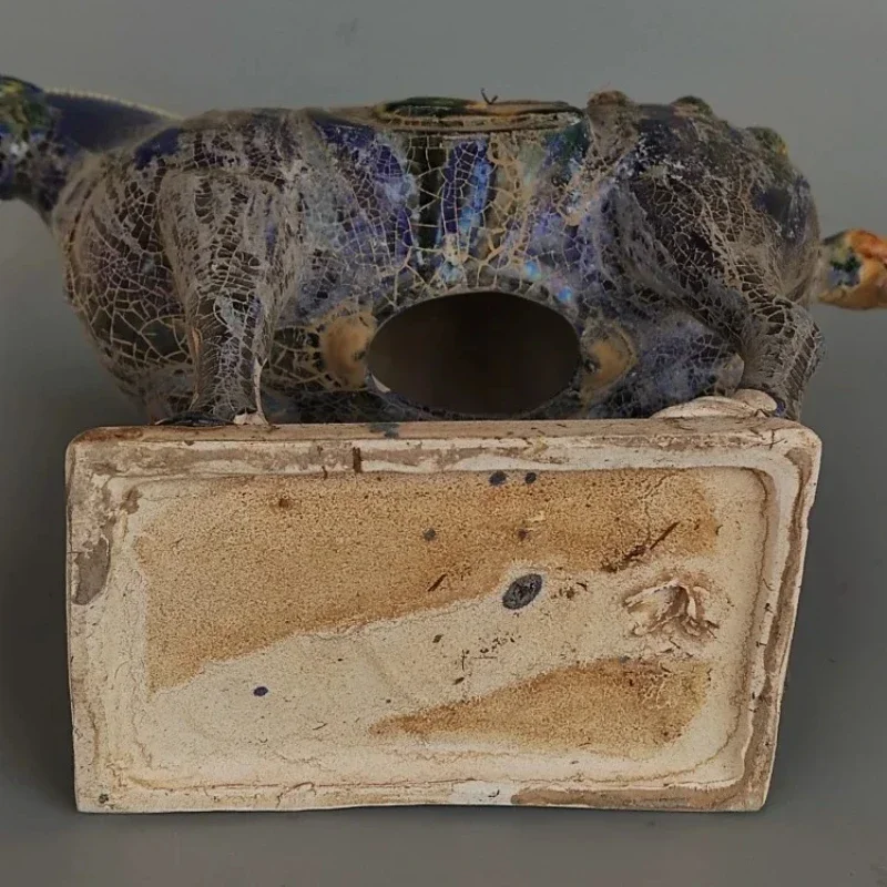 Tang Sancai Blue Glazed War Horse Home Decor Ancient Porcelain Imitation Unearthed Museum Decoration Sculptures Figurines