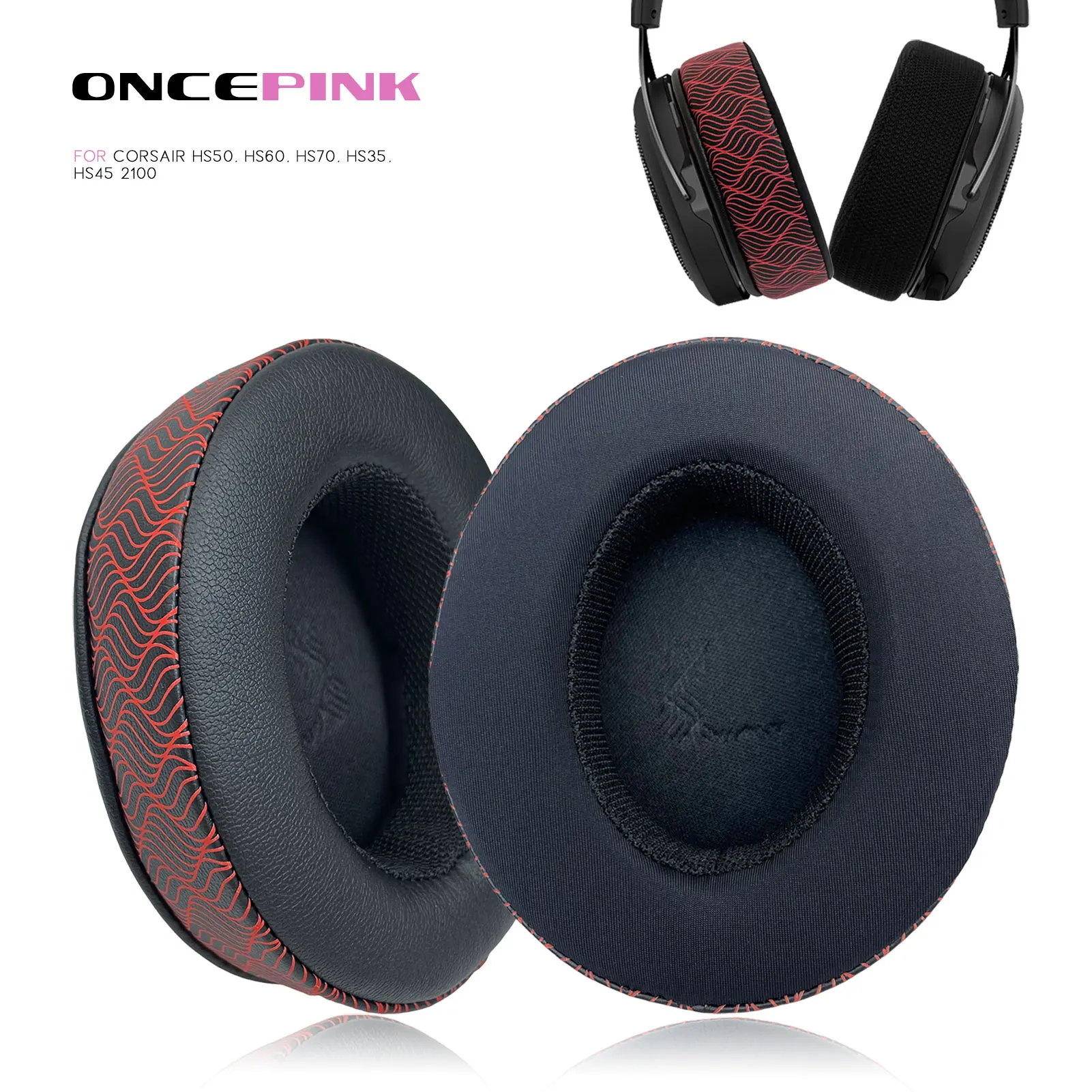 OncepinkReplacementEarPadsforCorsairHS50HS60HS70HS35HS452100HeadphoneCoolingGel