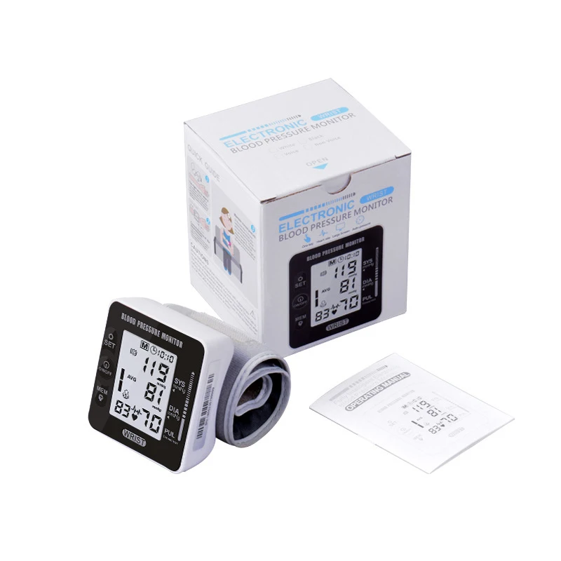 Digital Adult Blood Pressure Heart Monitor Tensiometer BP Wrist Cuff Manometer Automatic Sphygmomanometer BP Pulse Rate Meter