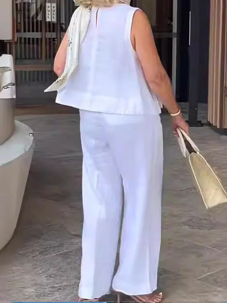 Women Cotton Linen Summer Pant Suits