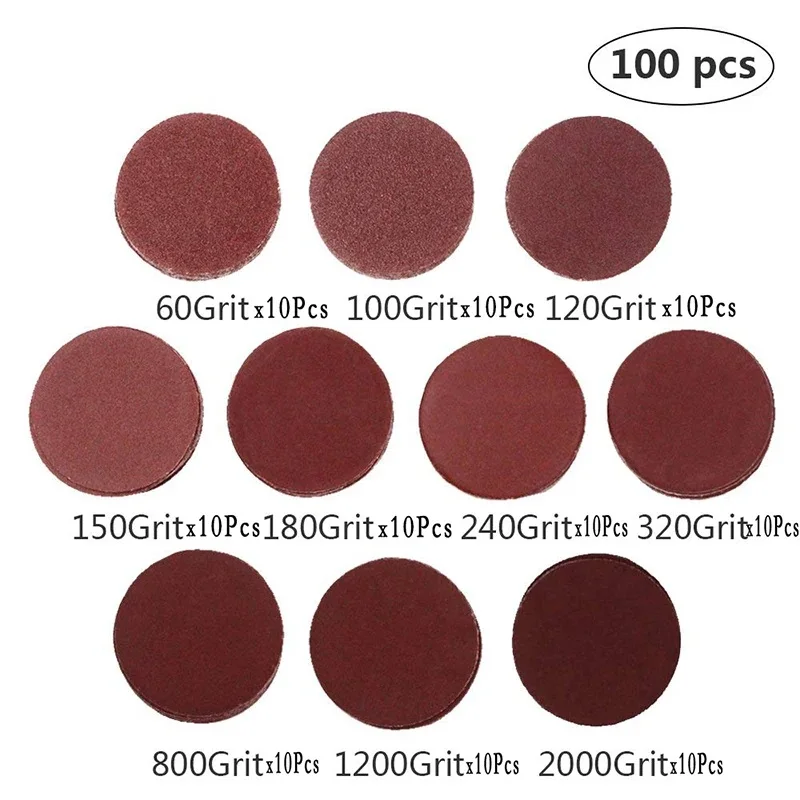 50-100pcs 2inch 50mm Sanding Discs Disk 60-2000 Grit Abrasive Polishing Pad Kit Dremel Rotary Tool Sandpapers Set Accessorie