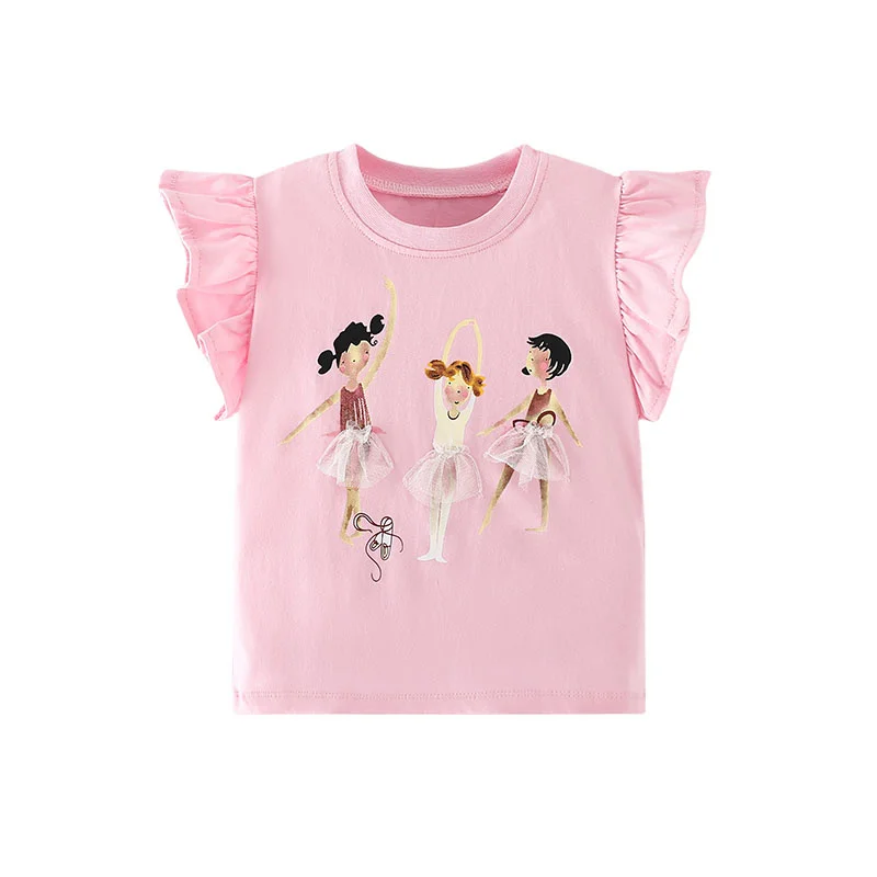 цена Jumping Meters 2-7T Girls Tops Hot Selling Dancing Girls Cotton Summer Girls Tshirts Baby Clothes Children's Tees Costume