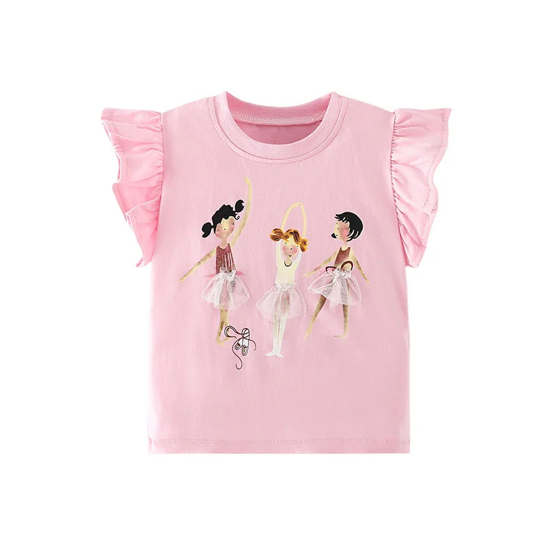 children cartoon car printing tshirts casual short sleeve tops cotton letter tees clothing for girls kids clothes 2 7y camiseta Jumping Meters 2-7T Girls Tops Hot Selling Dancing Girls Cotton Summer Girls Tshirts Baby Clothes Children's Tees Costume