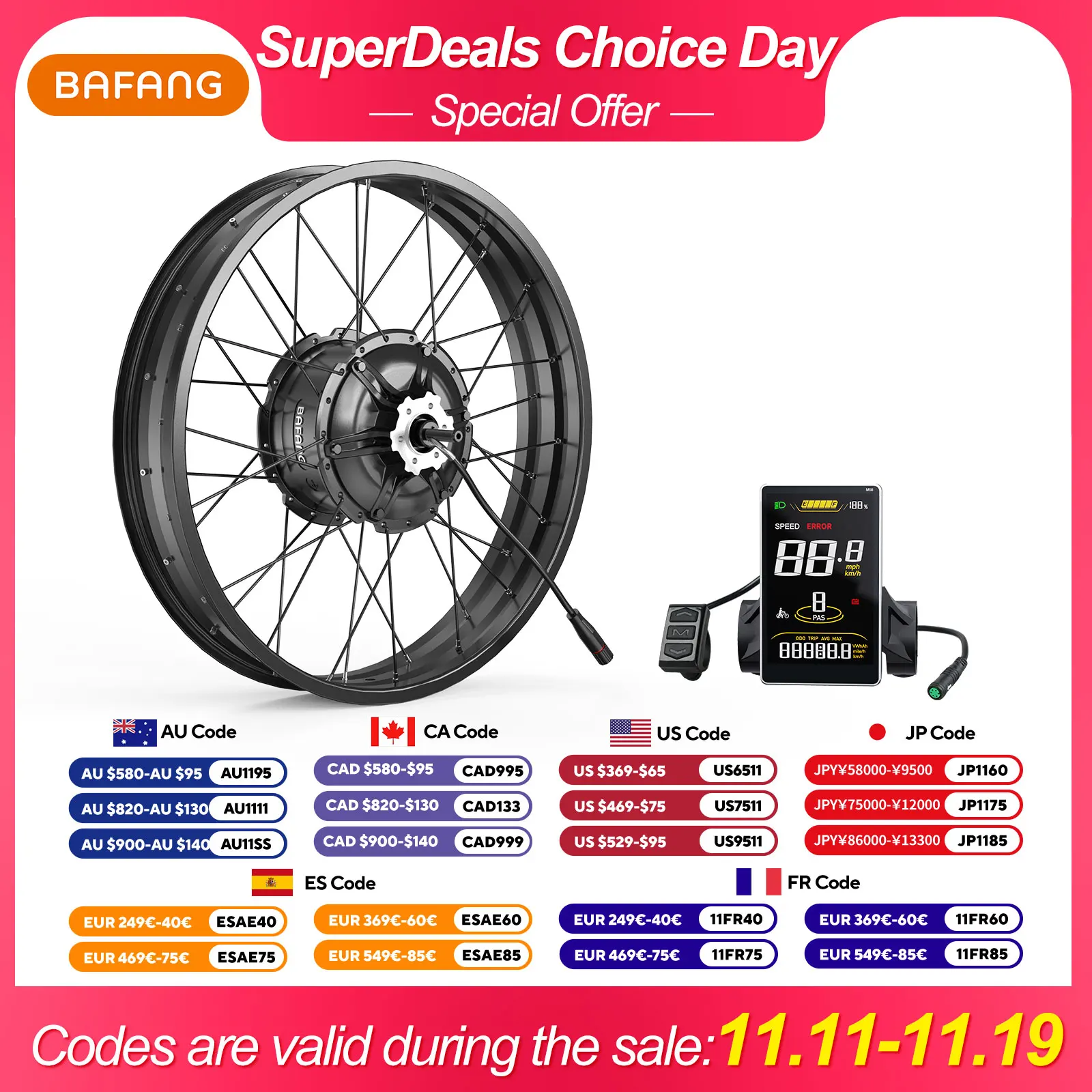 Bafang 48v 1000w リアハブモーター 搭載用キット Bafang 48V 1000WリアハブモーターG062.1000.DC電動自転車変換キット