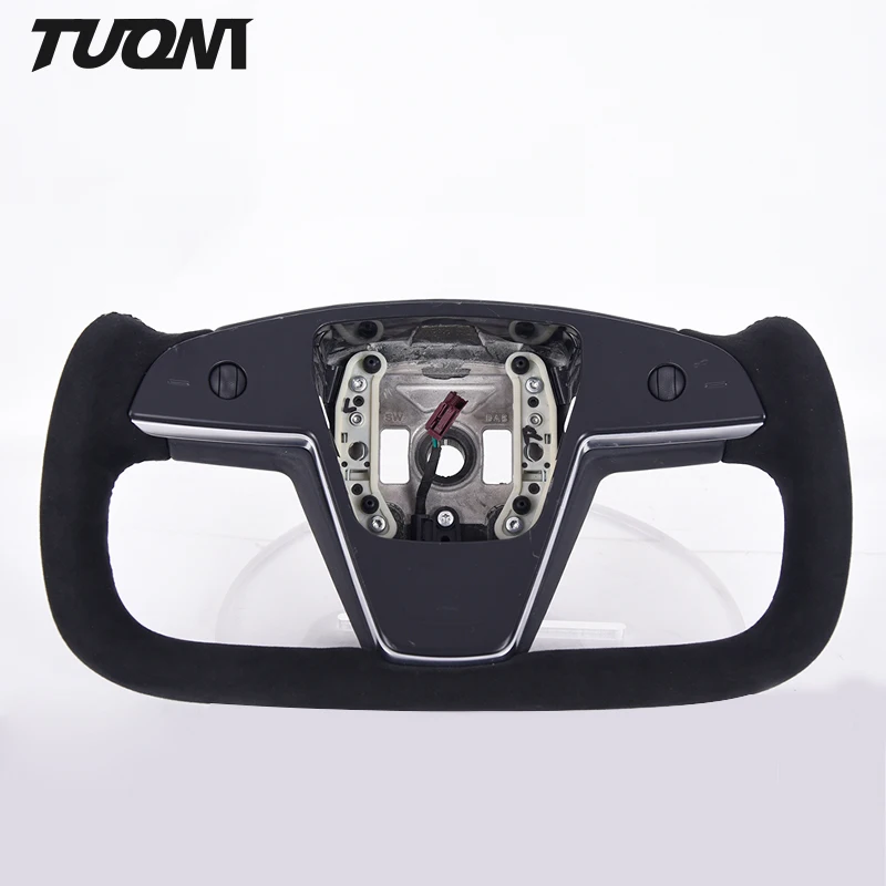 Volante Per Auto Per Tesla Model S X Giogo Plaid Full Black Alcantara In Fibra Di Carbonio Personalizzato