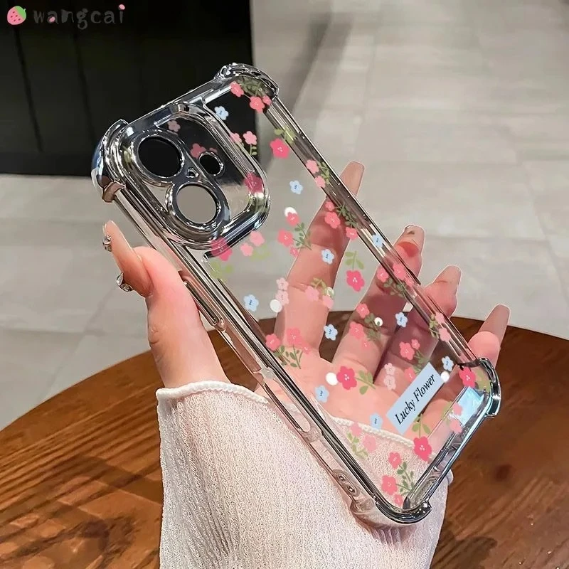 Luxury Clear Floral Phone Case - Cute Plating Design, Soft Protective Cover
