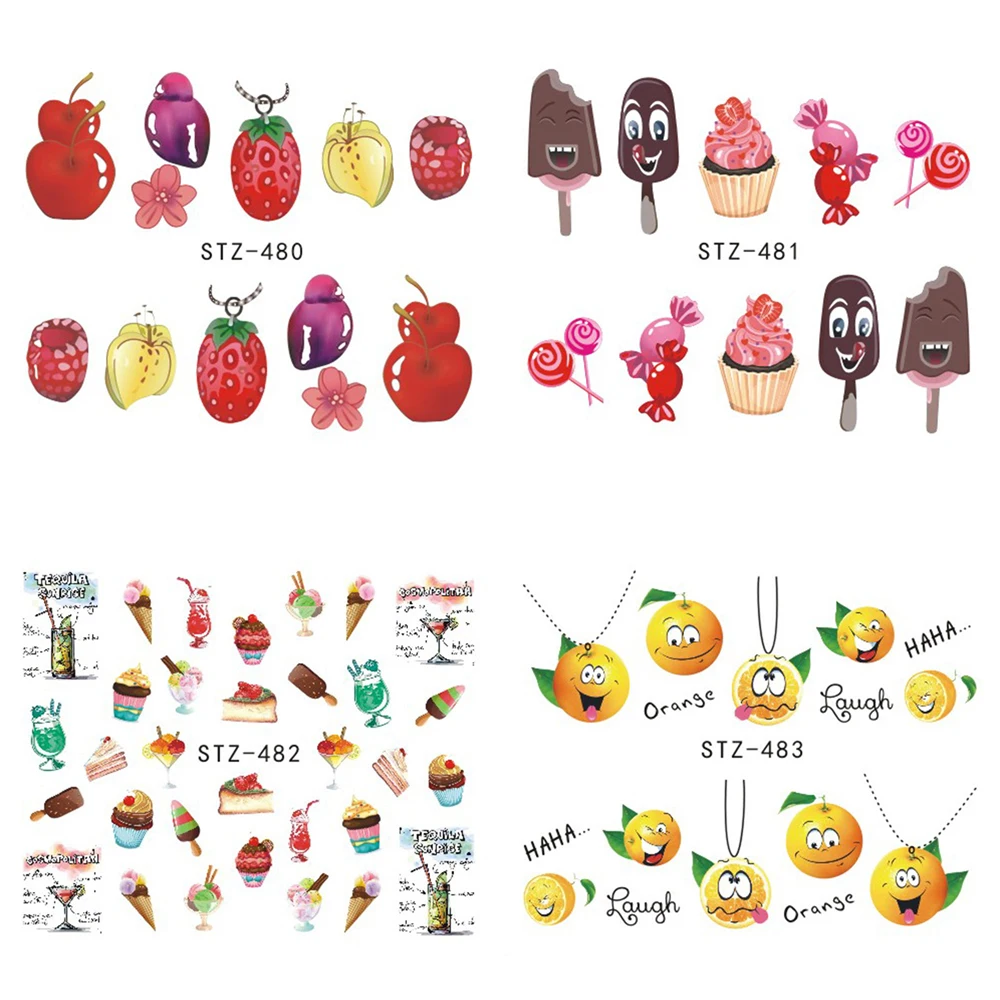 1PCS Summer Ice Cream Fruit Strawberry Cherry Cake Nail Art Water Transfer Sticker Decor Slider Decal Manicure Tool