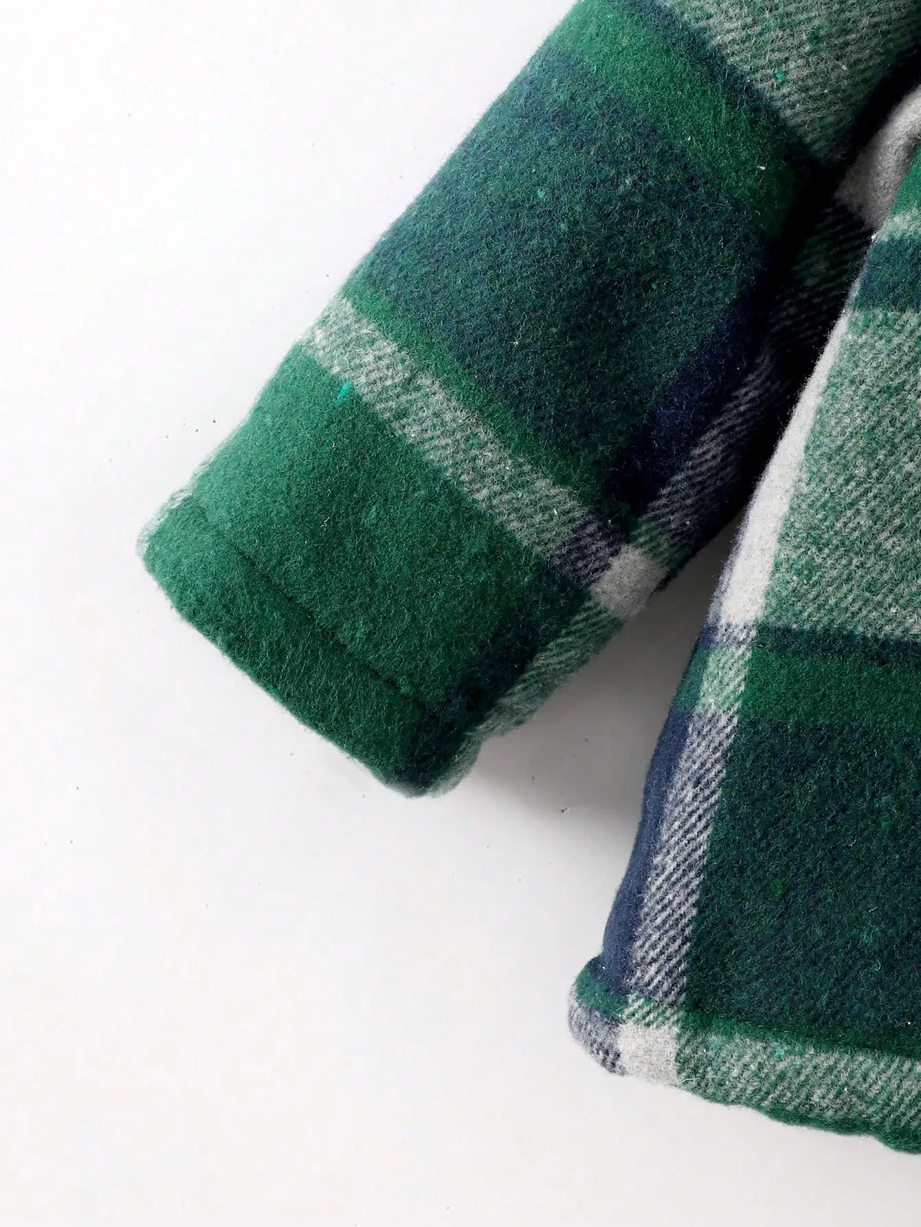 Japanese-Korean Style Boy Baby Gentleman Lapel Small Coat Green Plaid Long-Sleeved Breasted Thick Coat Matches Everything