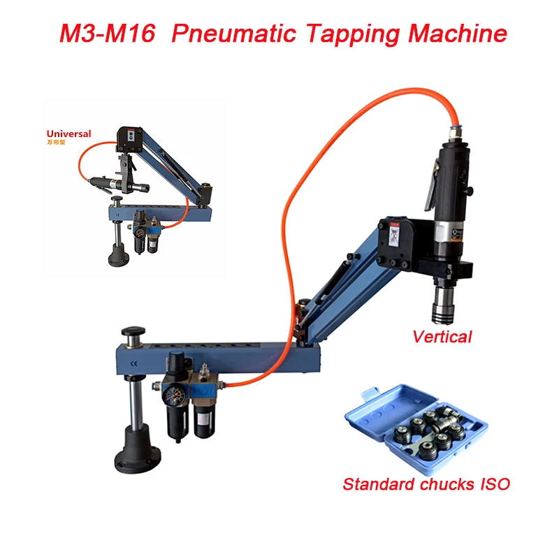 

M3-M16 Automatic Vertical and Universal Tapping Machine Pneumatic Threading Drilling Machine Air Tapper Power Tools with Chucks