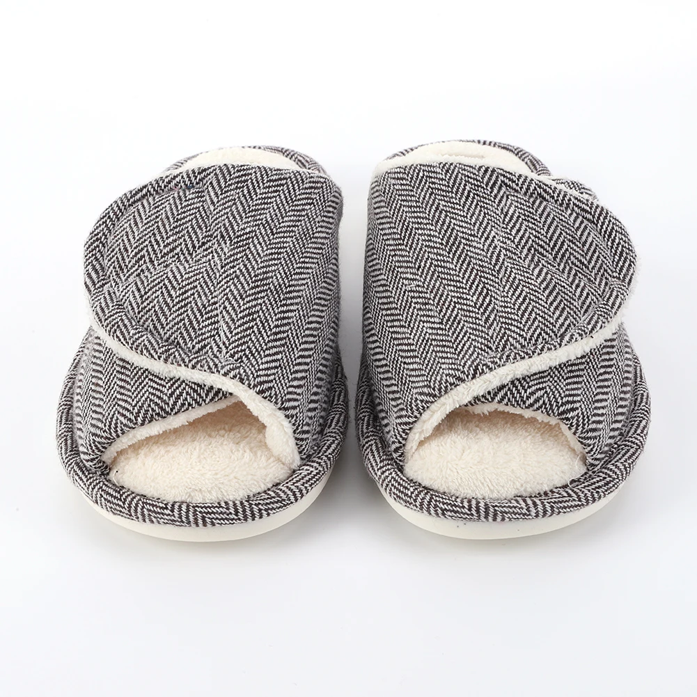 Mens Womens Slippers Indoor Warm House Slippers Hook and Loop Open Toe Soft Comfortable Adjustable Open Shoes