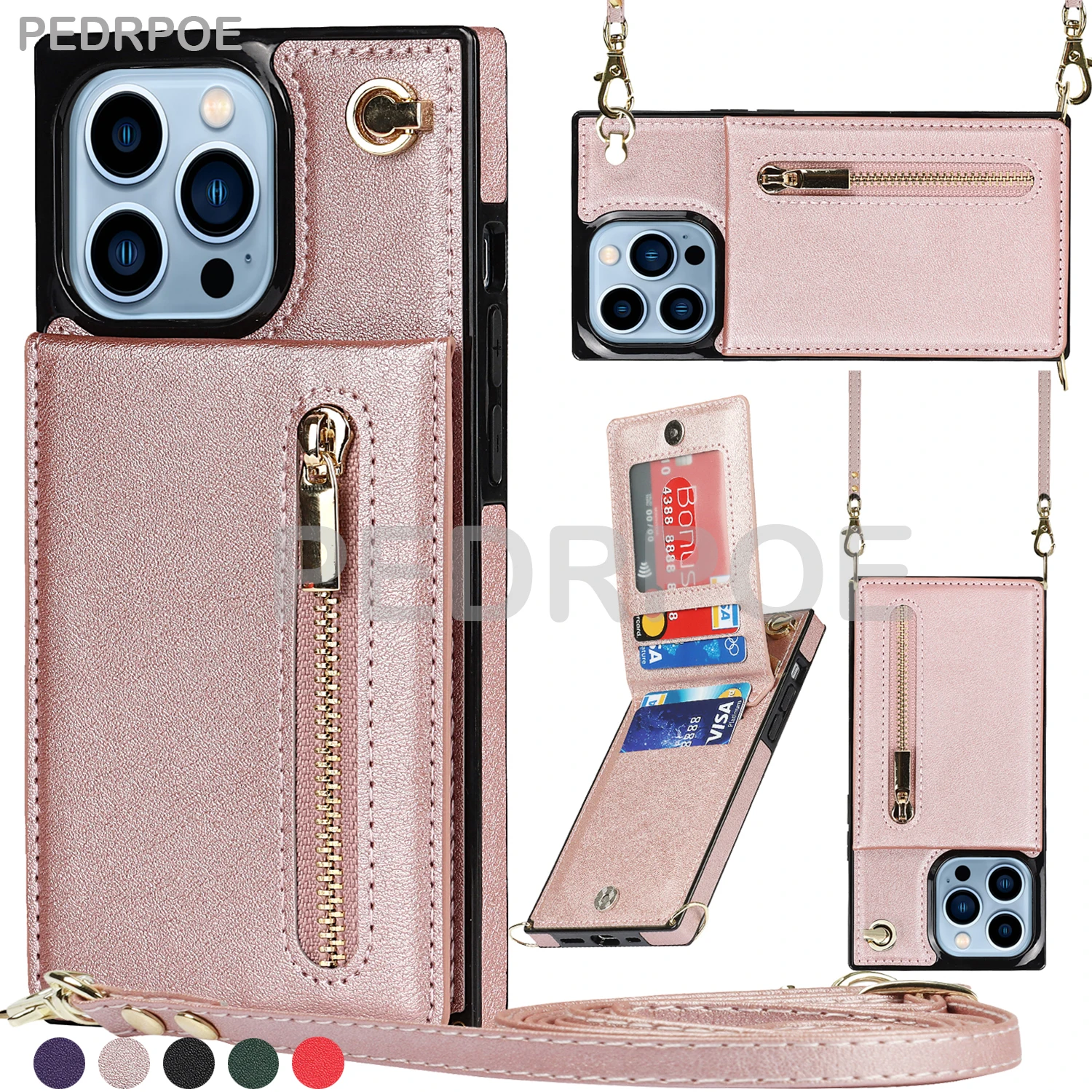Funda Cartera Para Phone 17 Pro MAX - Cuero PU Premium, Cierre Magnético, 4 Ranuras Tarjetas, Función Soporte, Color Negro