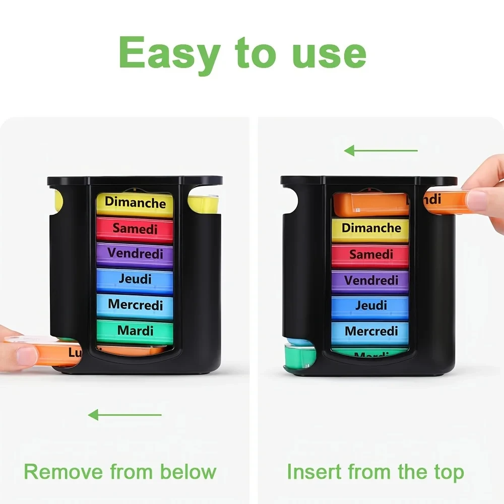 Weekly Pill Organizer with Four Daily Compartments for Simplified Supplement Management