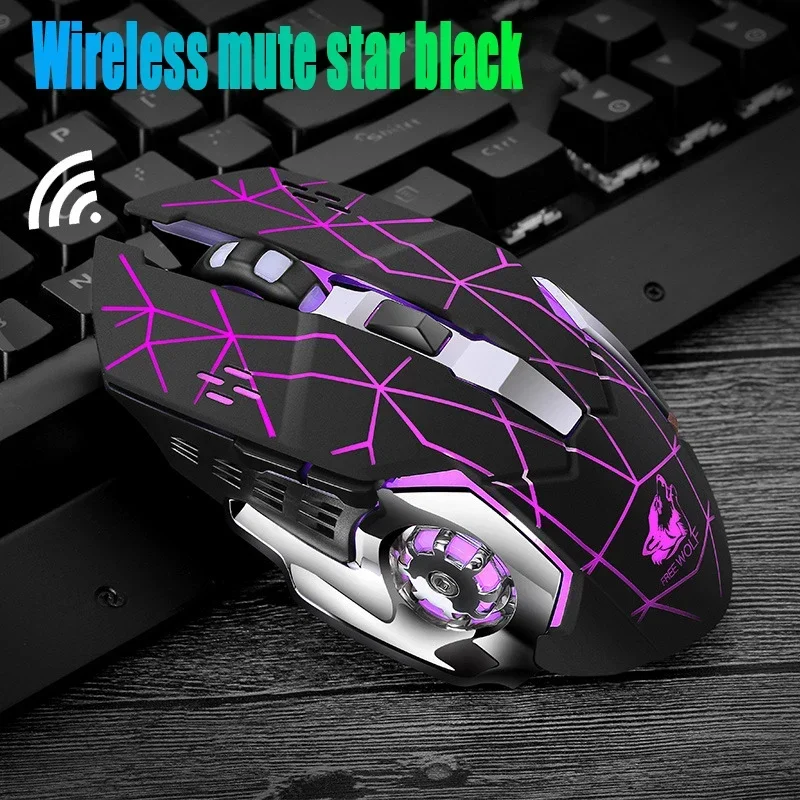 Wolf X8 Wireless Mouse Charging Gaming Mouse Mute Backlit Mechanical Ergonomic for Pc Laptop
