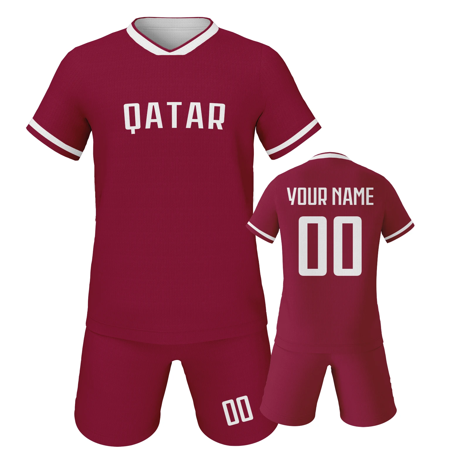 custom kids qatar soccer set personalized printed name number football jersey shorts kit boy girls school team uniform Custom Kids Qatar Soccer Set Personalized Printed Name Number Football Jersey Shorts Kit Boy Girls School Team Uniform 5