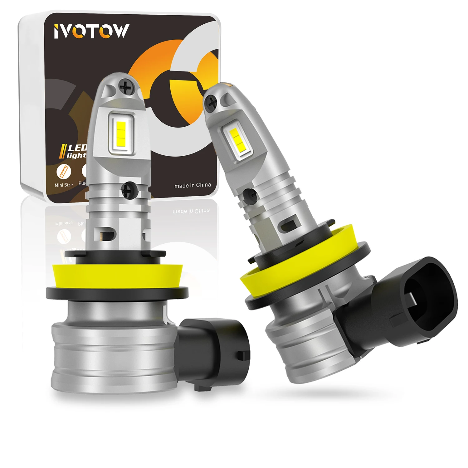 

IVOTOW H11 LED 6000K 8 CSP Chip Extremely Bright Conversion Kit Halogen Replacement, 1:1 Size Plug and Play No Adapter Required