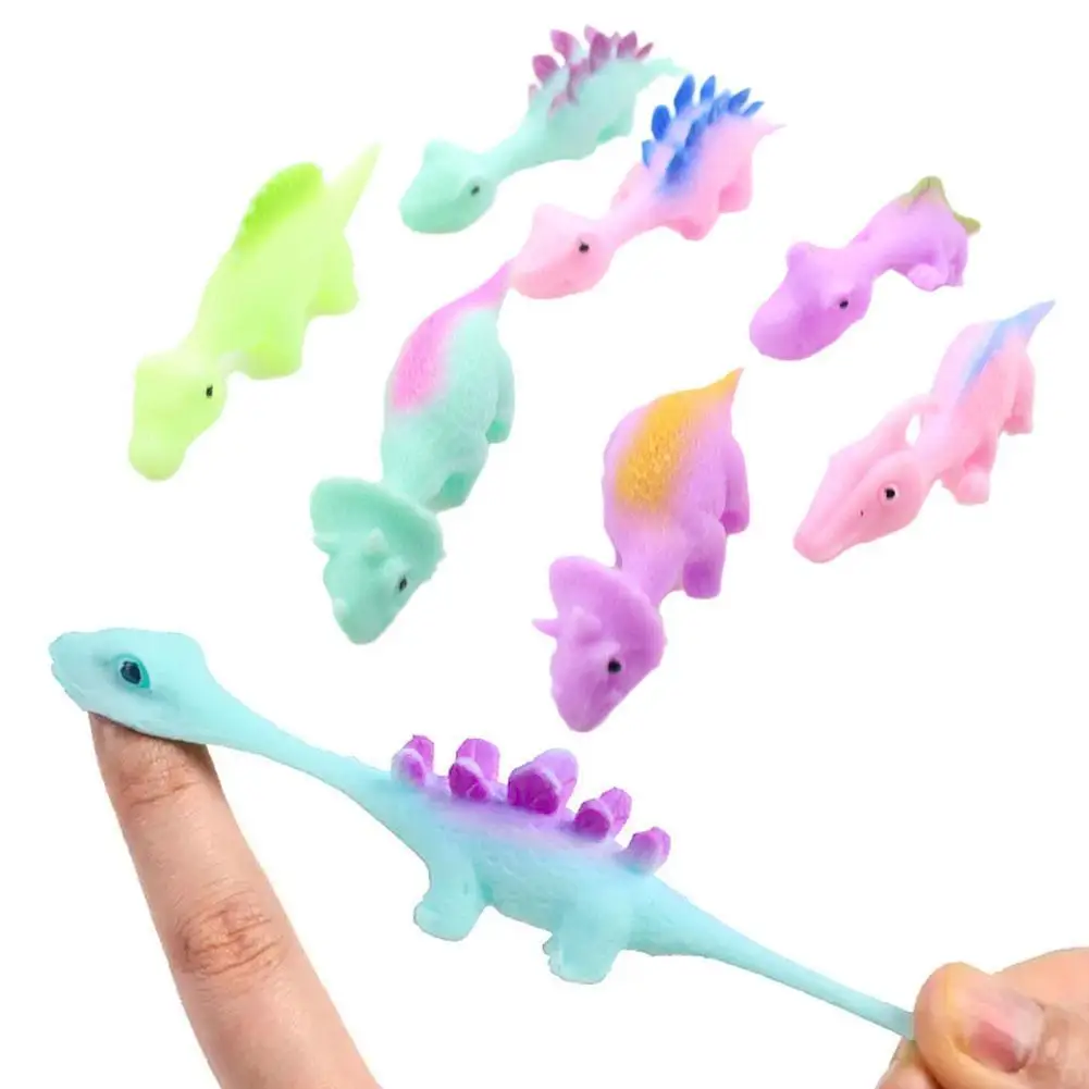 

5Pcs Slingshot Dinosaur Finger Catapult Adult Kids Toys Funny Shoting Flying Sticky Games Party Favors Antistress Dinosaur Toy