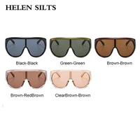 Marque de luxe rétro grand cadre femmes lunettes de soleil couleur thé carré pilote nuances UV400 Cool hommes une pièce lunettes de soleil 6