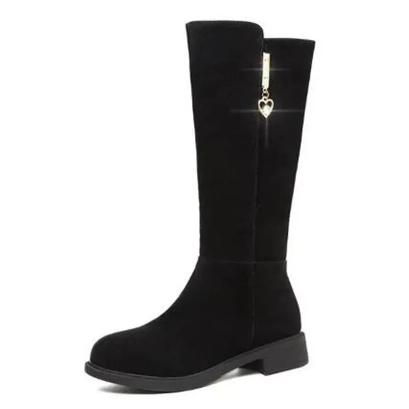 2026 New Women Warm Plush Snow Boots Casual Flat All-match Cotton Fashion Side Zipper Winter Shoes Thigh High Boot Botas Mujer 2