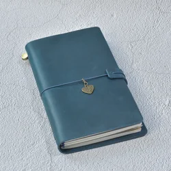 Genuine Leather Refillable Journal - Handmade Retro Travel Notebook and Sketchbook Gift - A5 (Blue)