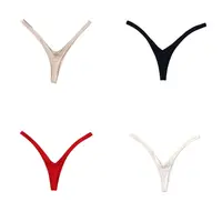 Culottes string innovantes à coupe en V profond, en coton sophistiqué, respirantes, couleur unie, taille basse, style bikini pour femme 4