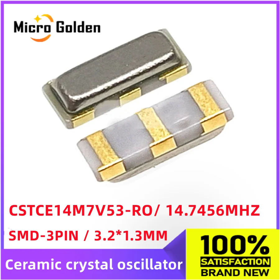 Ceramic Crystal Oscillator CSTCE14M7V53-RO 14.7456M 14.7456MHZ SMD 3213 Quartz Resonator 3Pin 3.2*1.3mm SMD-3 MURATA 10pcs