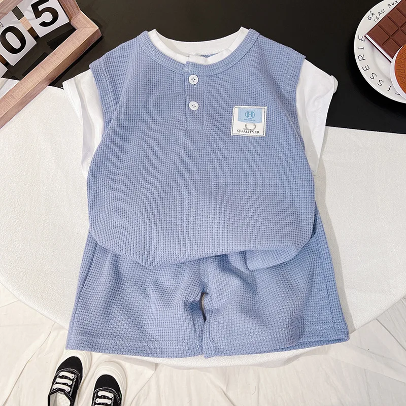 

Kids Clothes Set Baby Boy/Girl T-Shirt+Shorts Summer Clothing Patchwork Casual Boys Tracksuit Children Baby solid Clothes Set