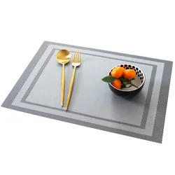 Set of 4/6 Modern Non-Slip Washable PVC Table Mats - Stylish Dining Table Placemats with Coasters - 6pcs (HX-CD032-02)