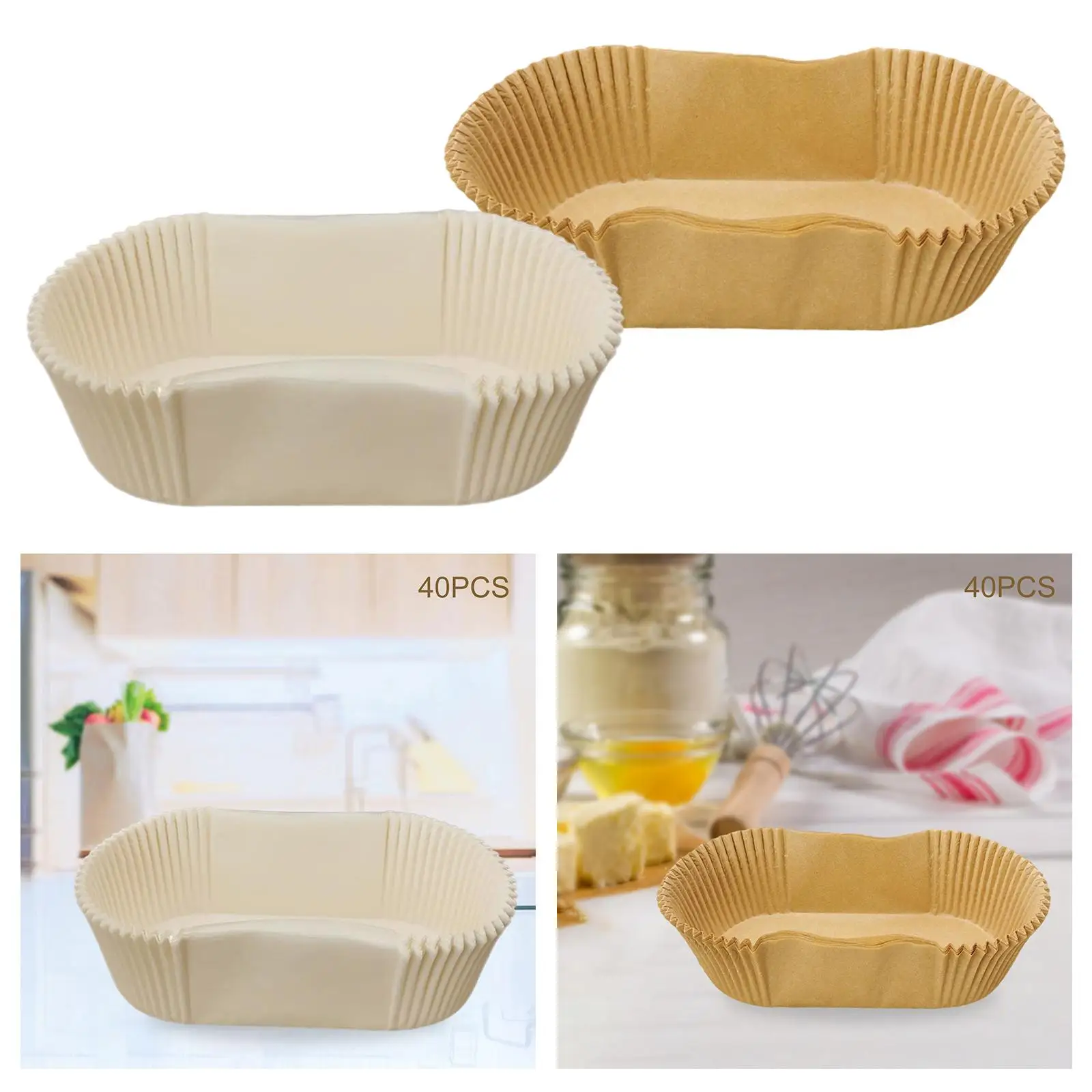 40x Boat Shape Paper Baking Cup Cake Paper Tray High Temperature Solid Cupcake Liners Cases for Muffins Dessert Kitchen Supplies
