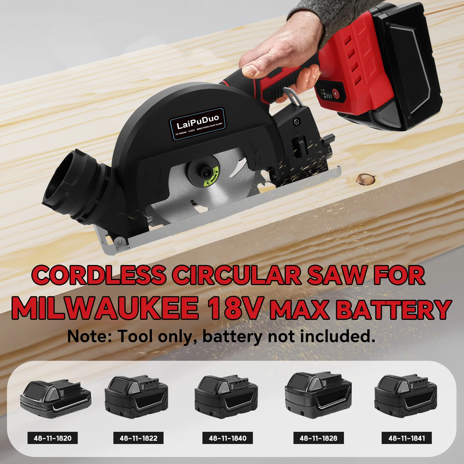 Brushless Circular Saw Cordless Cut Off Tool Metal Wood Tile Cutting 12000RPM Mi