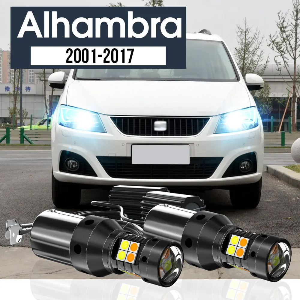

2pcs LED Dual Mode Turn Signal+Daytime Running Light Blub DRL Canbus Accessories For Seat Alhambra MK1 MK2 2001-2017 2012 2013