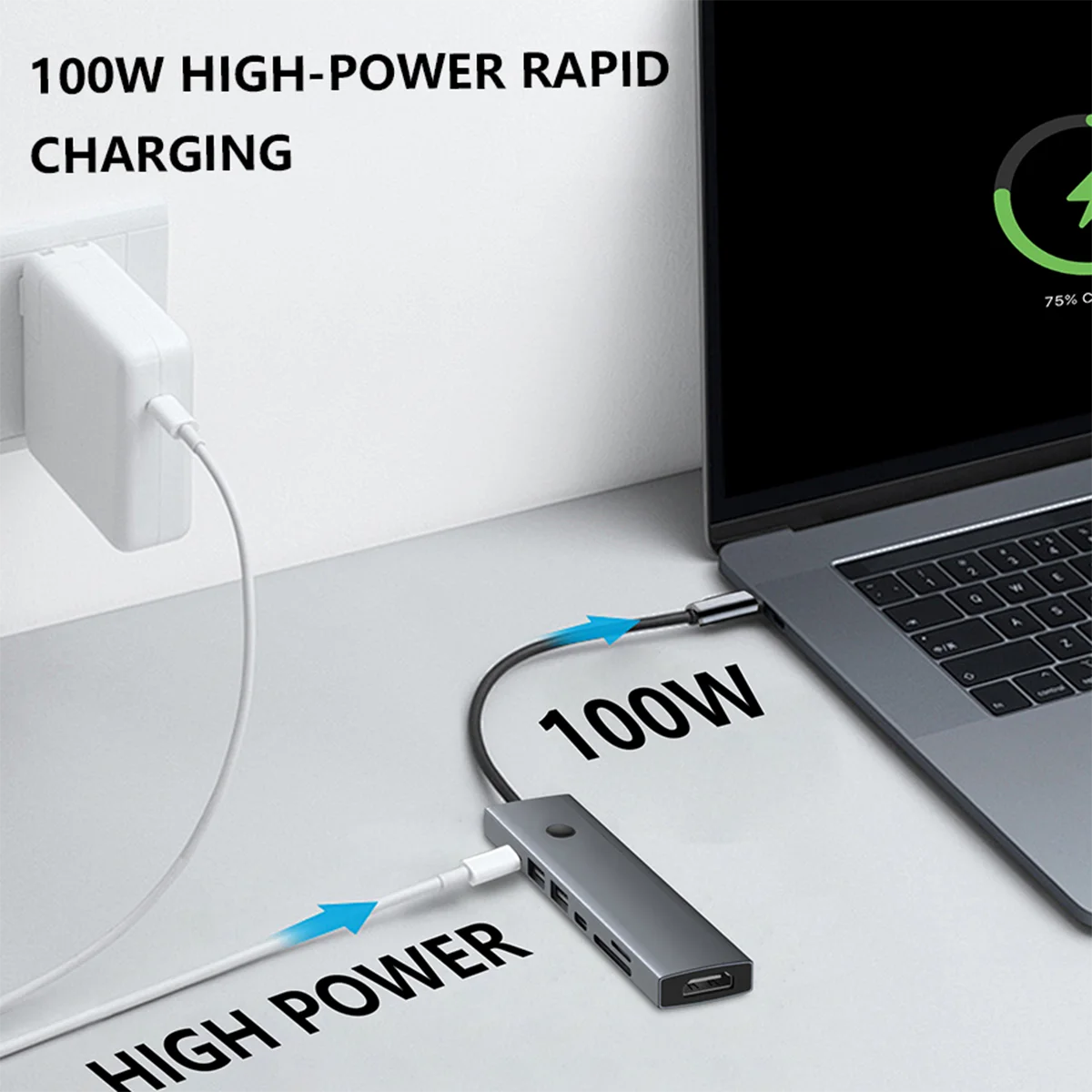 NADODO 7 in 1 USB C Adapter with HDTV 4K PD 100W USB3.0&2.0 USB C3.0 TF/SD for MacBook Pro Dell XPS MacBook Air and More 5