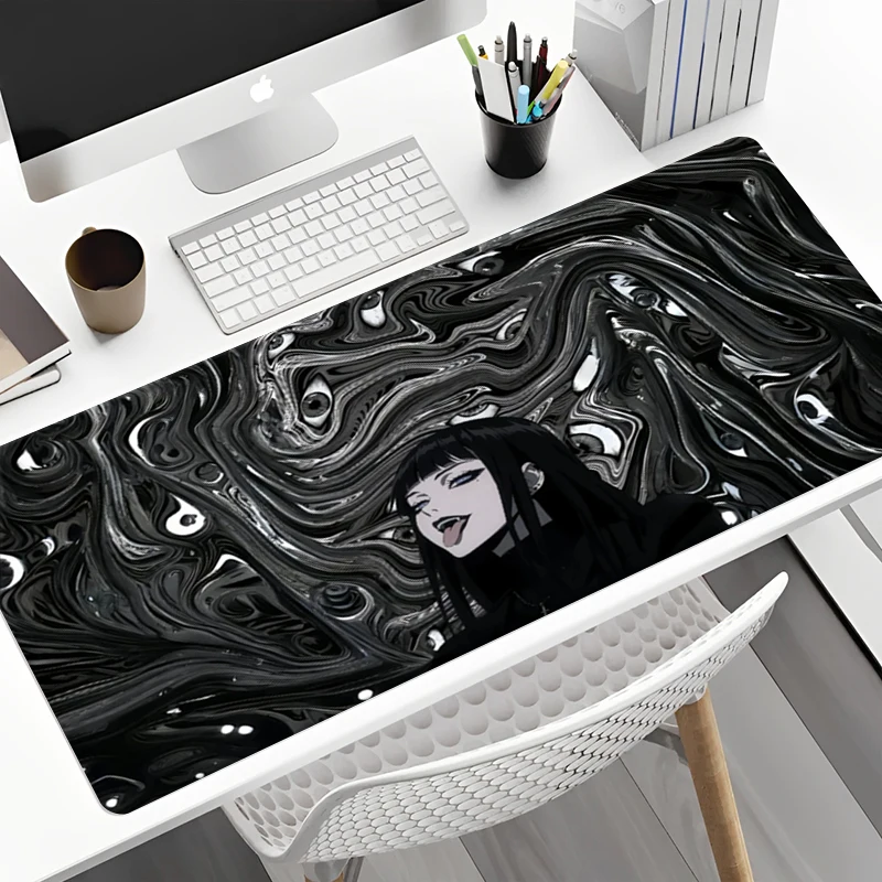Evil Girl Devil Eye Gaming Mousepad XXL Keyboard Gamer Mouse Pad on The Table Speed Desk Mat Anime 900x400 800X300 big Mouse Mat 3