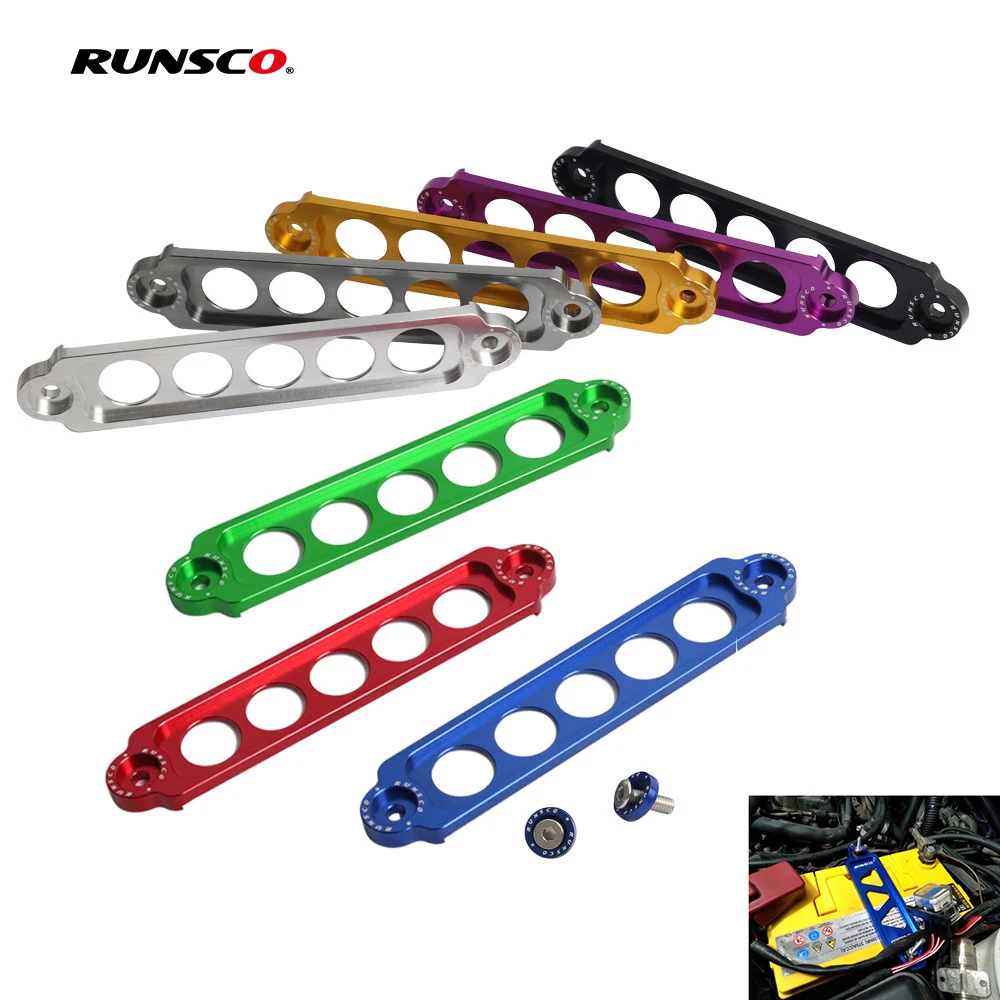 JDM Car Battery Fasten Bracket Racing Holder Battery Tie Down Brace  with Logo For Honda Nissan Ford Aluminum