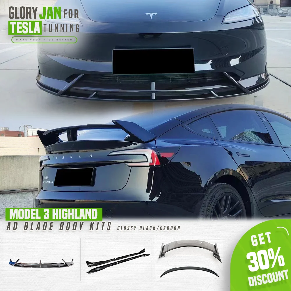 

Model 3 Highland 2024 Body Kit AD Blade For Tesla Model 3 Refresh Front Lip Bumper Side Lip Rear Spoiler Model 3+ 2023 Tuning