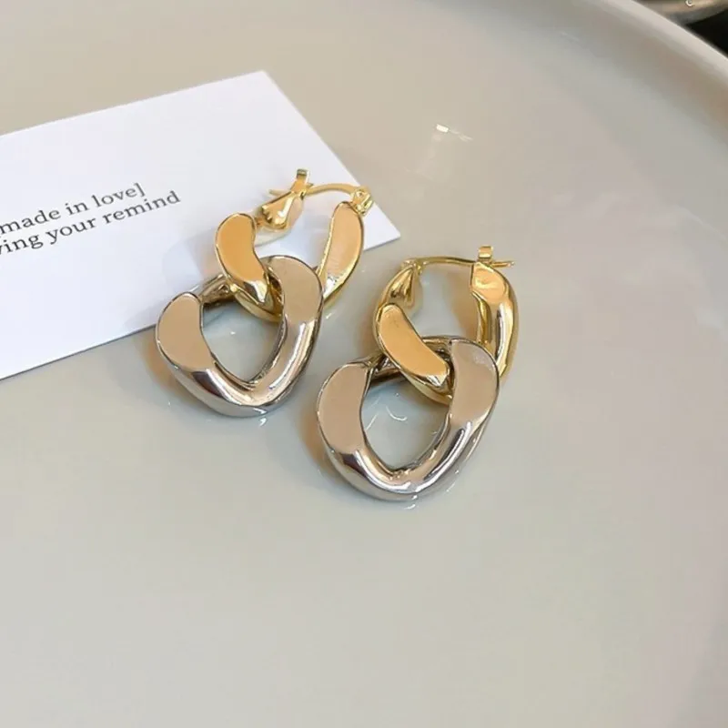 ANENJERY Geometric Thick Chain Tassel Hoop Earrings for Female Trendy Party Jewelry Accessories Wholesale - Image 5