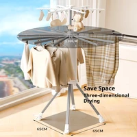 Thickened Foldable Clothes Hanger Rotary Floor Standing Clothes Drying Rack for Balcony Bathroom Space Saving Clothes Organizer 2