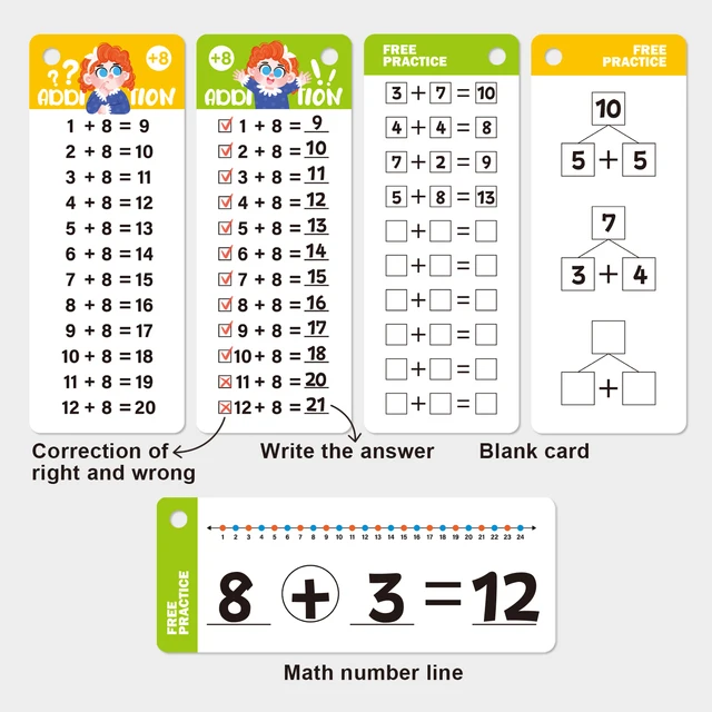 Fraction Learning Flashcards for Primary School Kids Addition Subtraction Multiplication Division Math Educational Toy 3