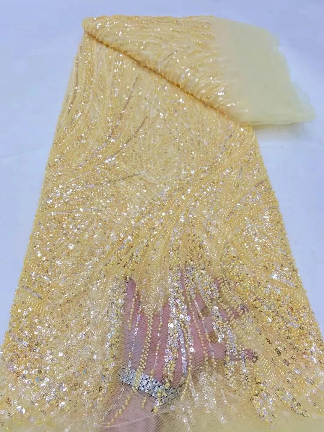 

Green French Sequins Net Lace Fabric 2024 High Quality African Beaded Lace Fabric Nigerian Embroidery Wedding Party Lace Fabric