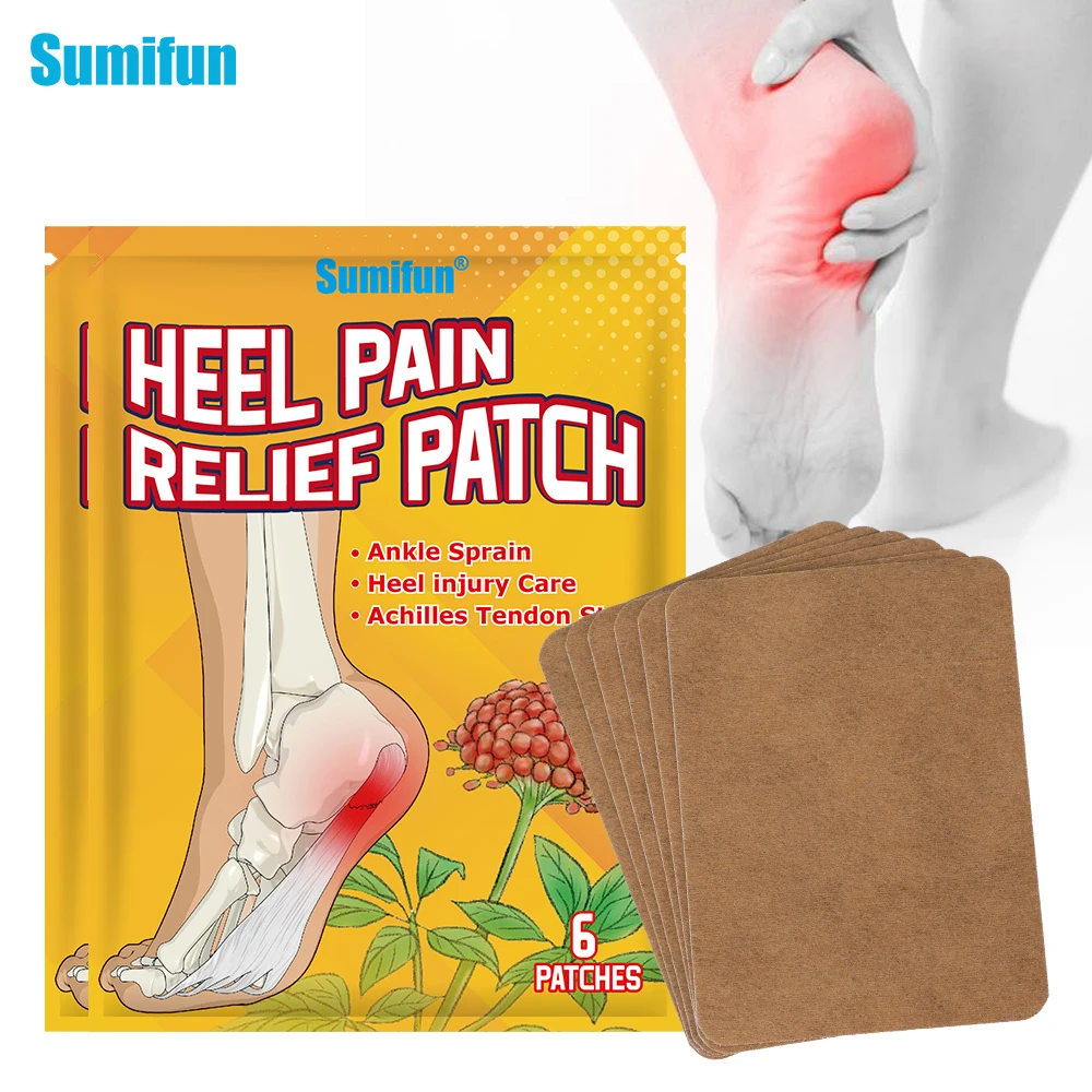 

6Pcs Sumifun Heel Pain Relief Patch Treat Achilles Tendinitis Plantar Spur Painkiller Sticker Foot Care Medical Plaster