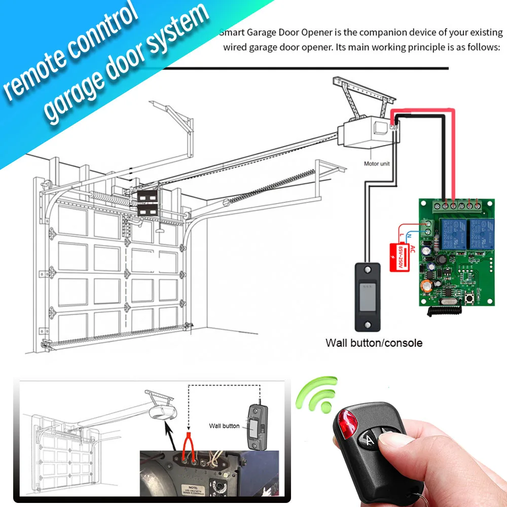 Puerta de garaje inalámbrica RF 433MHz cerradura de puerta Opener Smart  Home Mando a distancia - China Mando a distancia, mando a distancia de  puerta de garaje