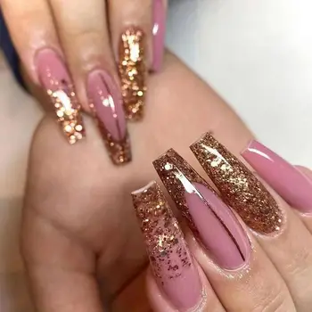 24Pcs-Long-Coffin-False-Nails-Gold-Glitter-Sequins-Designs-Press-On-Full-Cover-Fake-Nails-Tips jpg