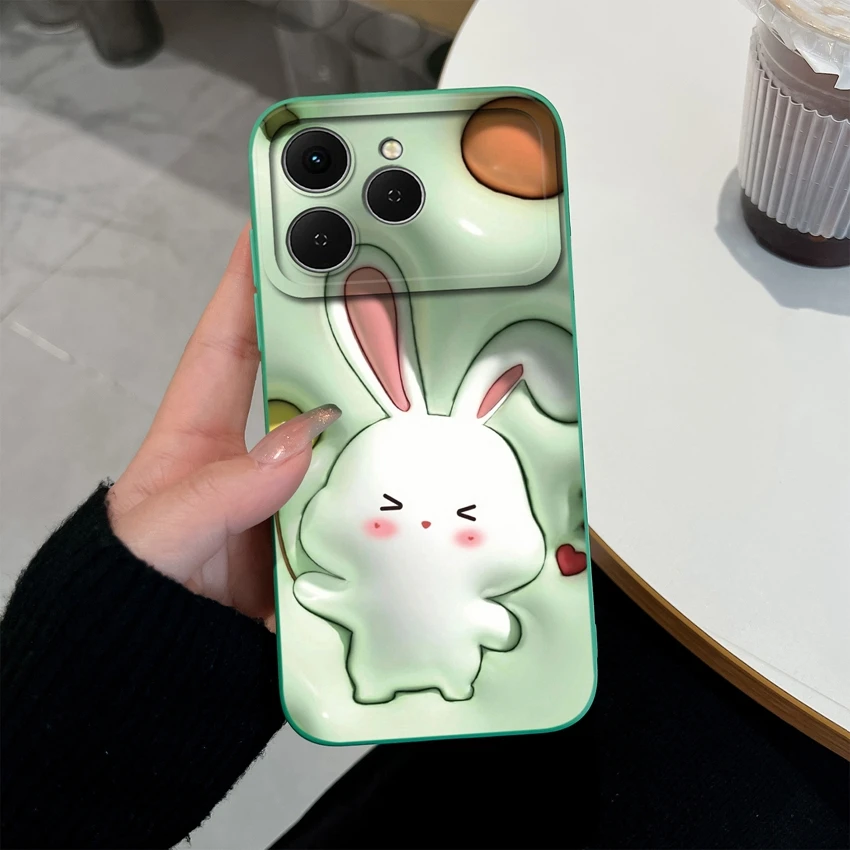 Cute Chubby Girls Pattern Shockproof Silicone Phone Case with Screen Protector