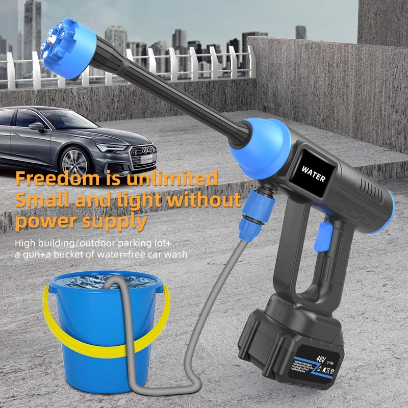 Car High Pressure Water Sprayer 300W 60Bar Wireless High Pressure Car Wash  Washer blow 30000mAh Foam Generator Water blow Spray - AliExpress