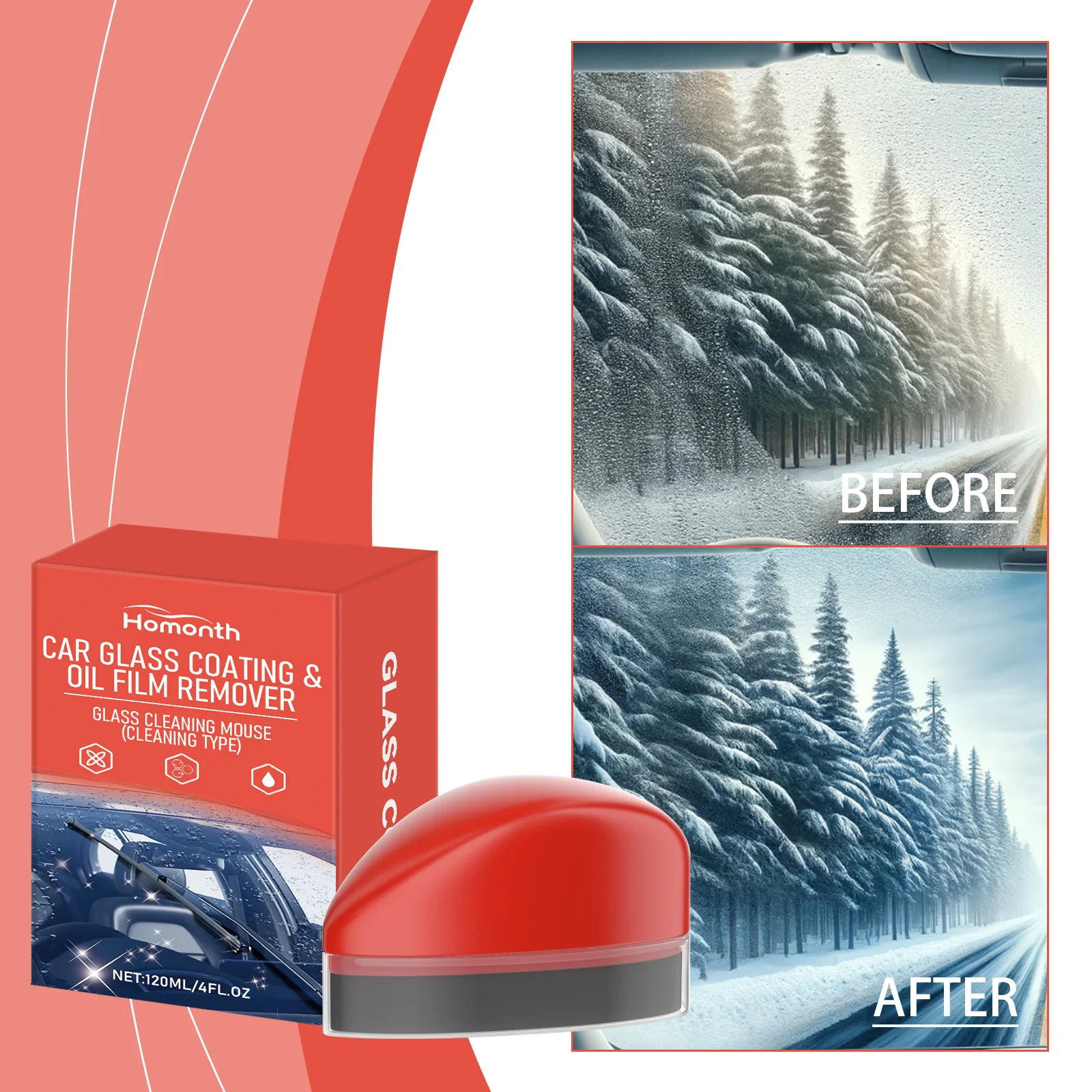 Glass Coating for Windshield, Potent Car Glass Oil Film Cleaner, Enhancing The Visual Effects of Automotive Windshields