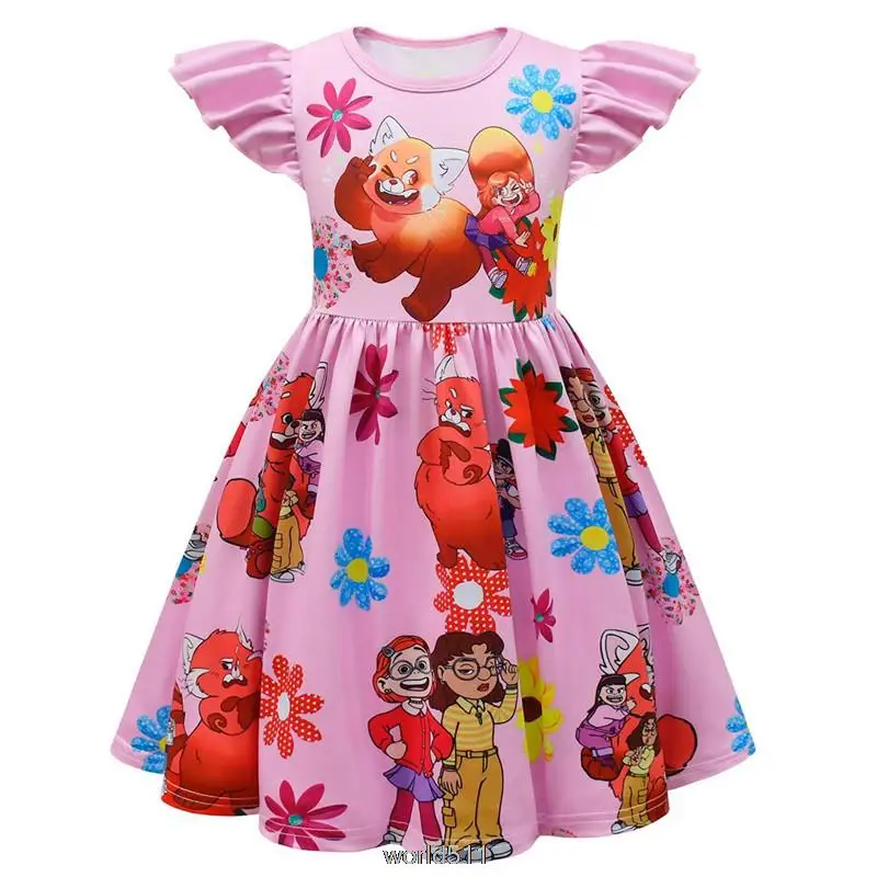 Summer Baby Dress Movie Turning Red 2 Beautiful Fashion Girls Infant Princess Dresses A-Line Cotton Children Soft Clothes Kids