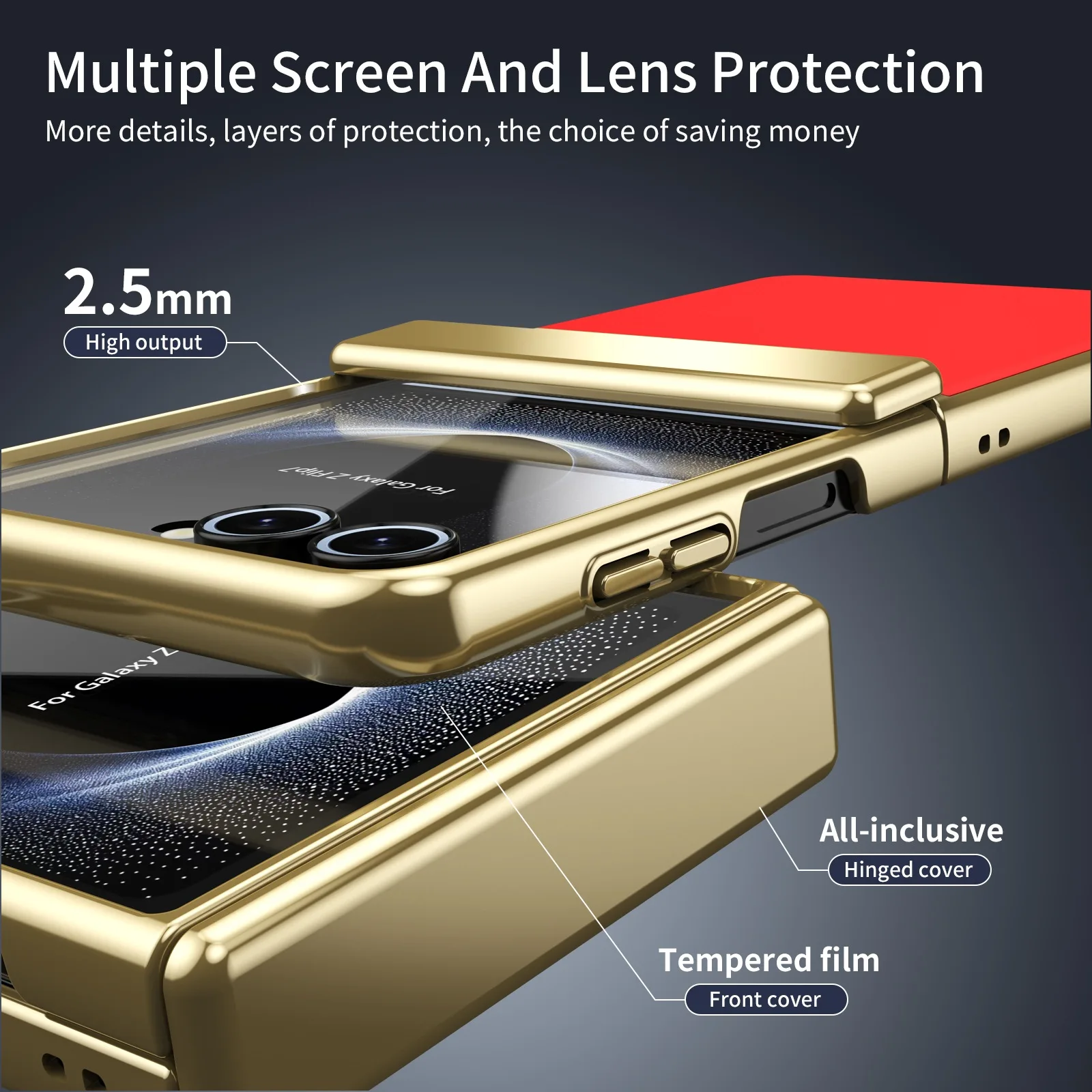 Frosted Plating Shockproof Matte Case with Hinged Glass Film Protector